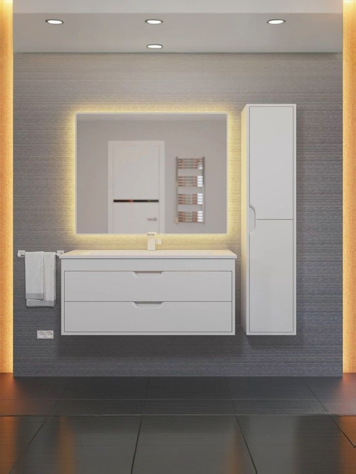 Тумба под раковину для ванной подвесная Uperwood Modul 95х44,4х55 см, белаяатовая