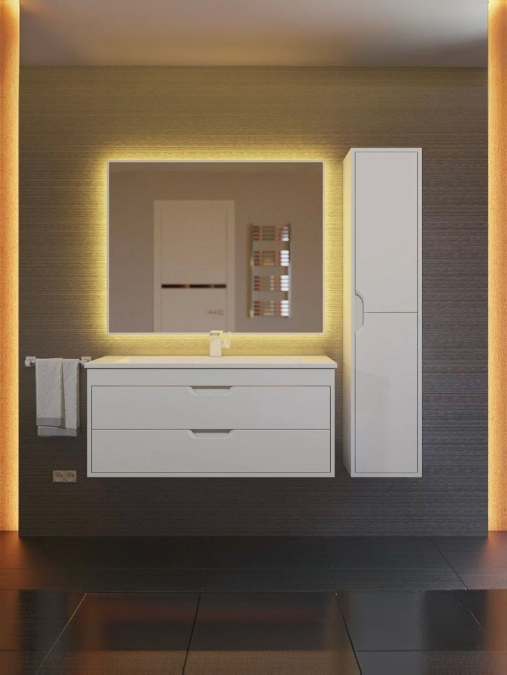 Тумба под раковину для ванной подвесная Uperwood Modul 95х44,4х55 см, белаяатовая