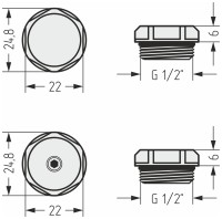 Спускной клапан с заглушкой d 25 мм (G 1/2&quot; НР)