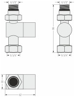 Вентиль прямой под шестигранник (G 1/2&quot; НР х G 3/4&quot; НГ)