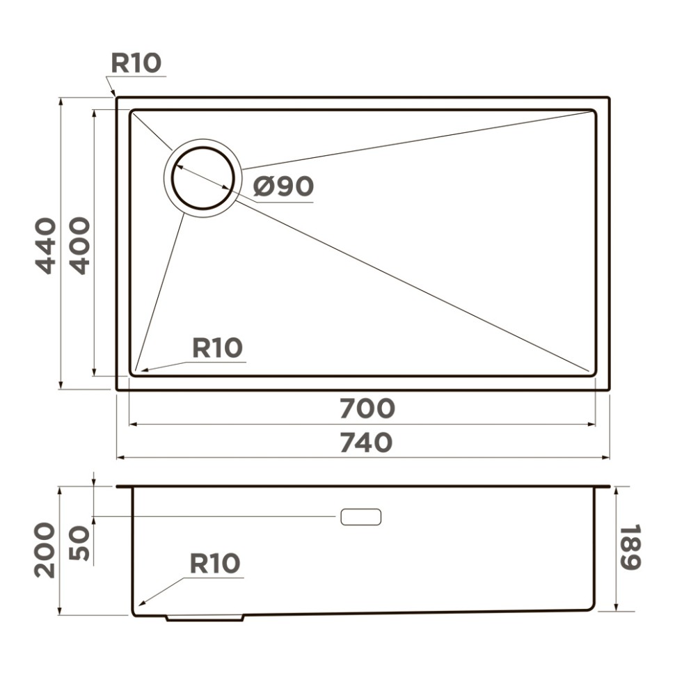 Кухонная мойка Omoikiri Taki 74-U/IF-L Side-LG нерж. сталь/светлое золото