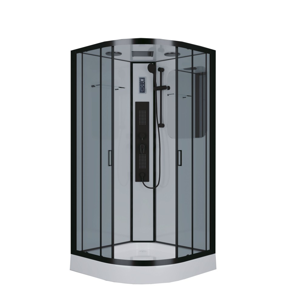 Душевая кабина Niagara Premium NG-6901-01G BLACK (90х90х210) низкий поддон(16 см),черный,стекло тонированное,4 места