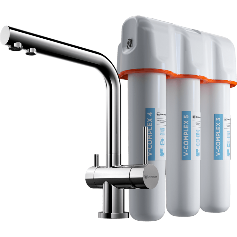 Комплект смеситель+фильтр Omoikiri Nagano-C + Pure drop Lite