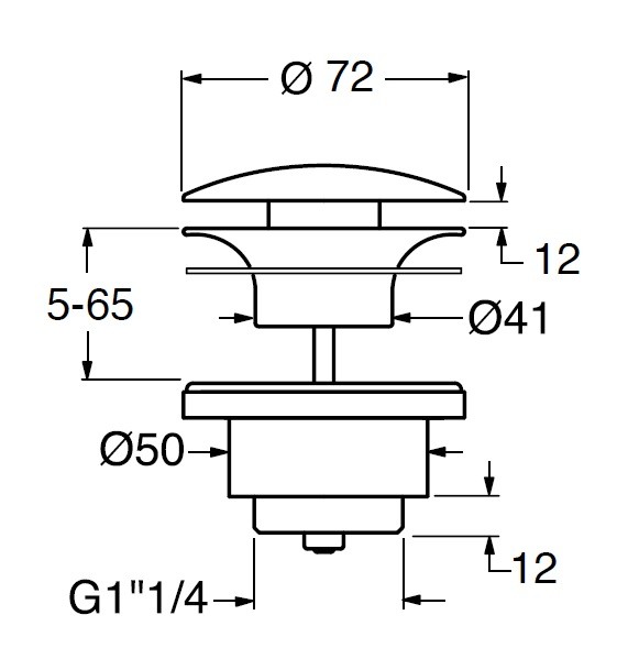 Донный клапан клик-клак GSI SPARES PCS26 для раковин/биде с переливом, цвет черный матовый Ardesia
