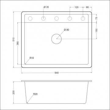 Кухонная мойка ЕМАR EMQ-1640.Q EMQ-1640.Q Барит