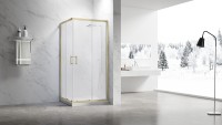 Душевой угол Veconi Rovigo RV-27G, 900x900x1900, золото брашинг, прозрачное стекло New