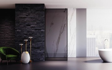 Душевая перегородка Veconi Korato KR-81BT, 1000x2000, черный матовый, стекло тонированное New