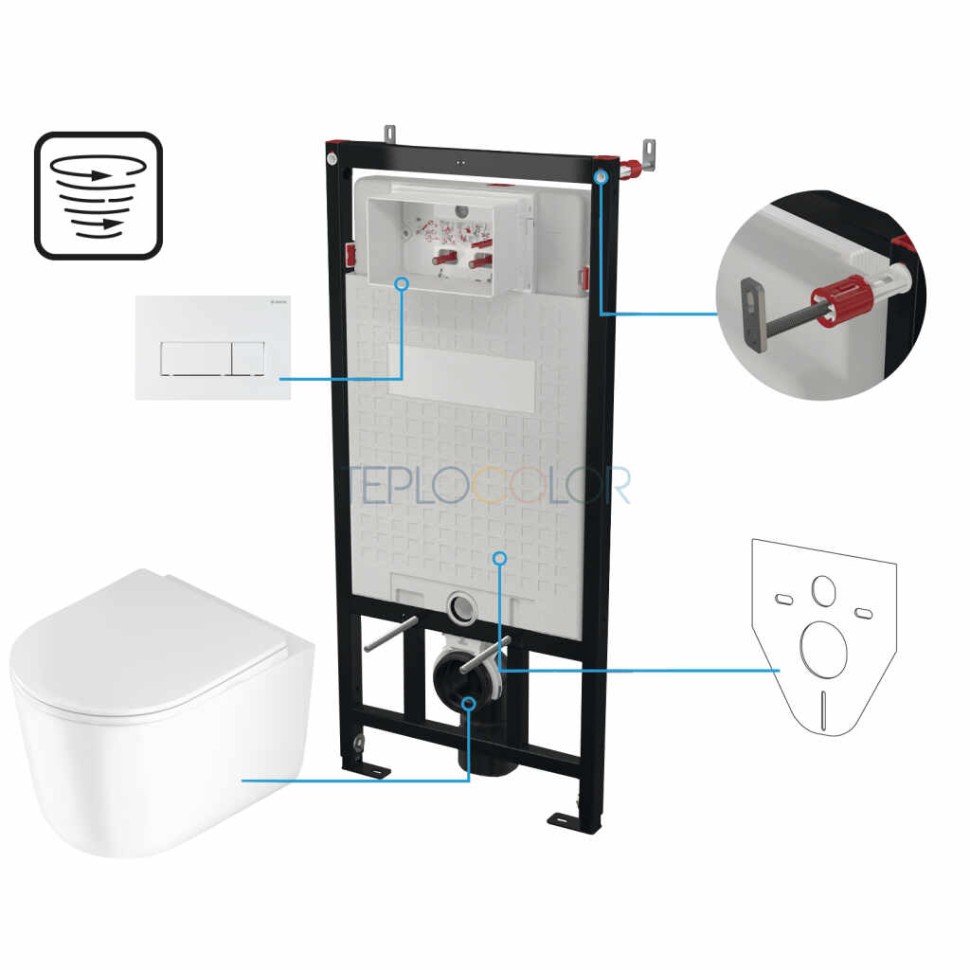 Унитаз с сиденьем, скрытого монтажа, 6 в 1