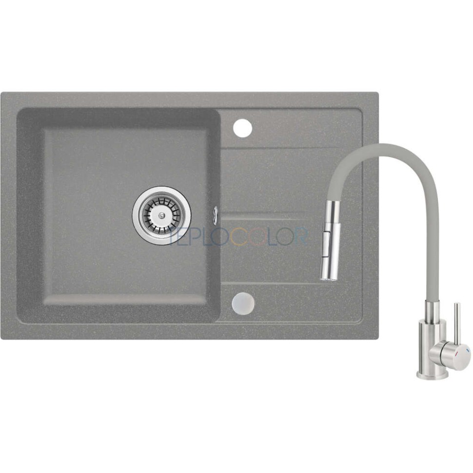 Гранитная мойка со смесителем, с гибким изливом