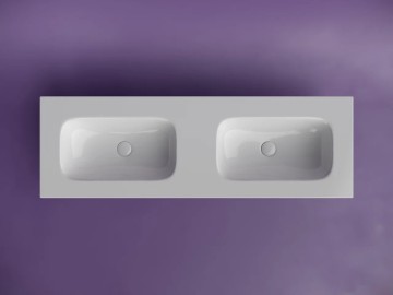Раковина накладная мебельная CERAMICANOVA Grace прямоугольная 1410x457x137 с двумя чашами без отверстий под смеситель цвет белый CN7022wx