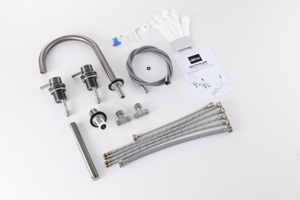 Смеситель ABBER Wasser Kreis 316 AF8113BGG на борт ванны, брашированная оружейная сталь