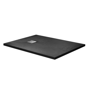 Душевой поддон из искусственного мрамора в комплекте с сифоном BelBagno UNO TRAY-MR-UNO-AH-120/80-35-NERO-CR