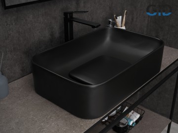 Раковина Gid Bm9598 53365 накладная черная матовая 61x38x15