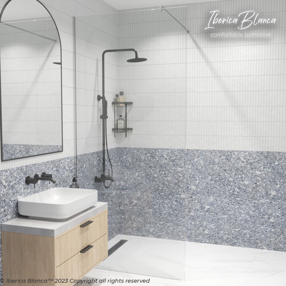 Душевая перегородка IBERICA BLANCA Mod.602 Walk In прозрачное стекло/хром 90х200см (IB602.SC.200.90)