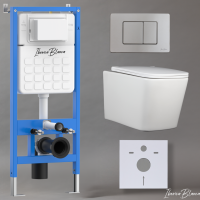 Комплект 3в1 IBERICA BLANCA инсталляция SILENCIO, унитаз TOLEDO ALTO белый, кнопка смыва INOX-C хром матовый (IB001.TLA.234.1132)