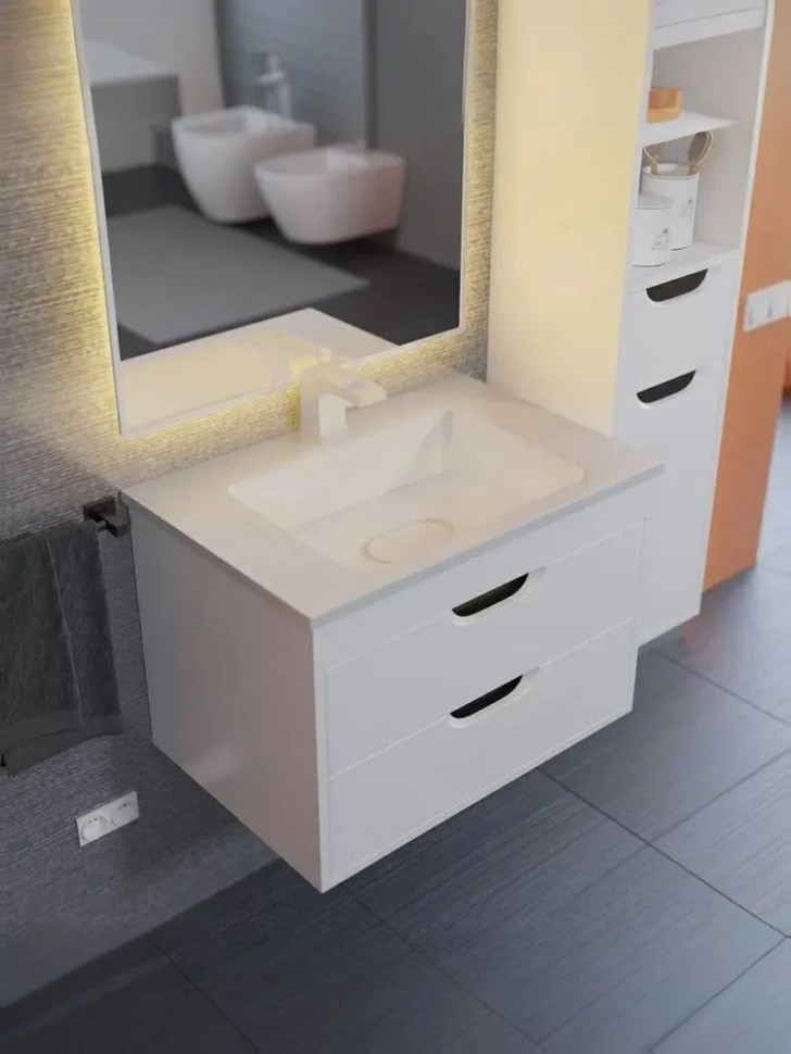 Тумба под раковину для ванной подвесная Uperwood Modul 95х44,4х55 см, белая/графит