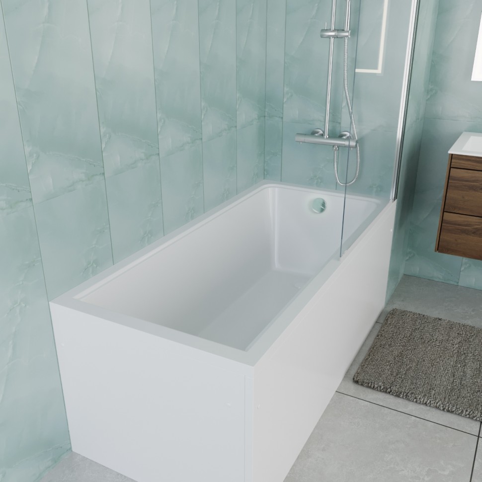 Ванна акриловая Vincea VBT-2G150-FR с каркасом 1500*700*470, пристенная, цвет белый