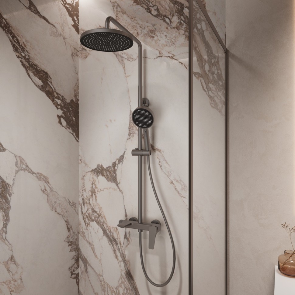 Душевая стойка Puro VSFS-5P1GM с изливом, вороненая сталь