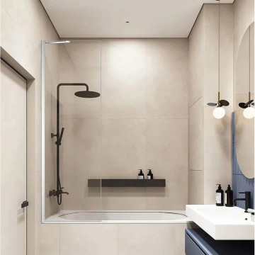 Шторка на ванну Veconi Palau PL-84B, 700x1500, черный, стекло прозрачное