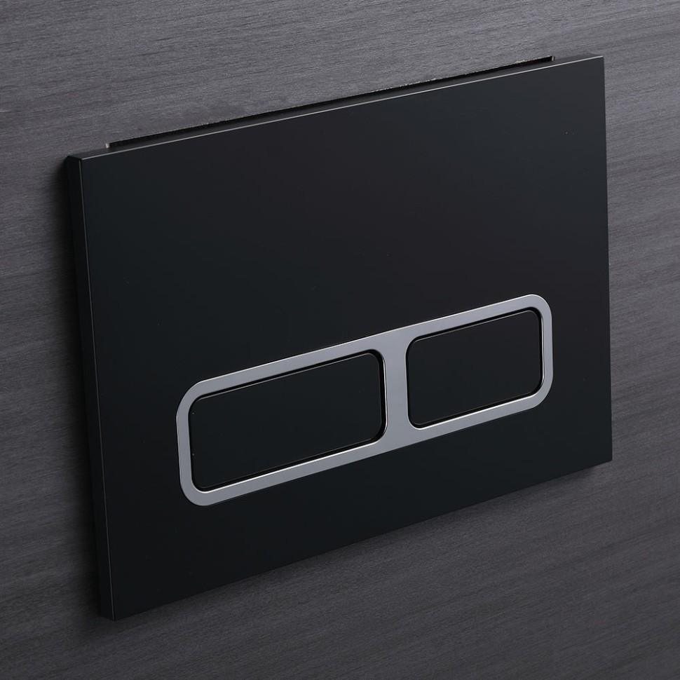 Кнопка смыва Veconi FLUSH V13, FLV13-BC, 240х162х7, пластик, черный матовый, кайма - хром глянец