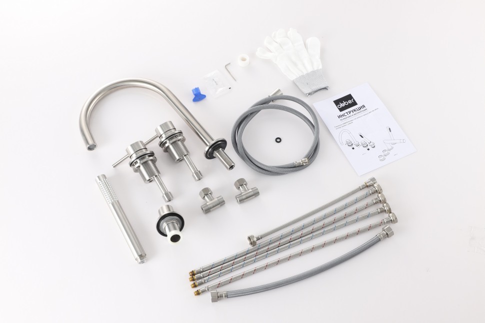 Смеситель ABBER Wasser Kreis 316 AF8113BST на борт ванны, брашированная сталь