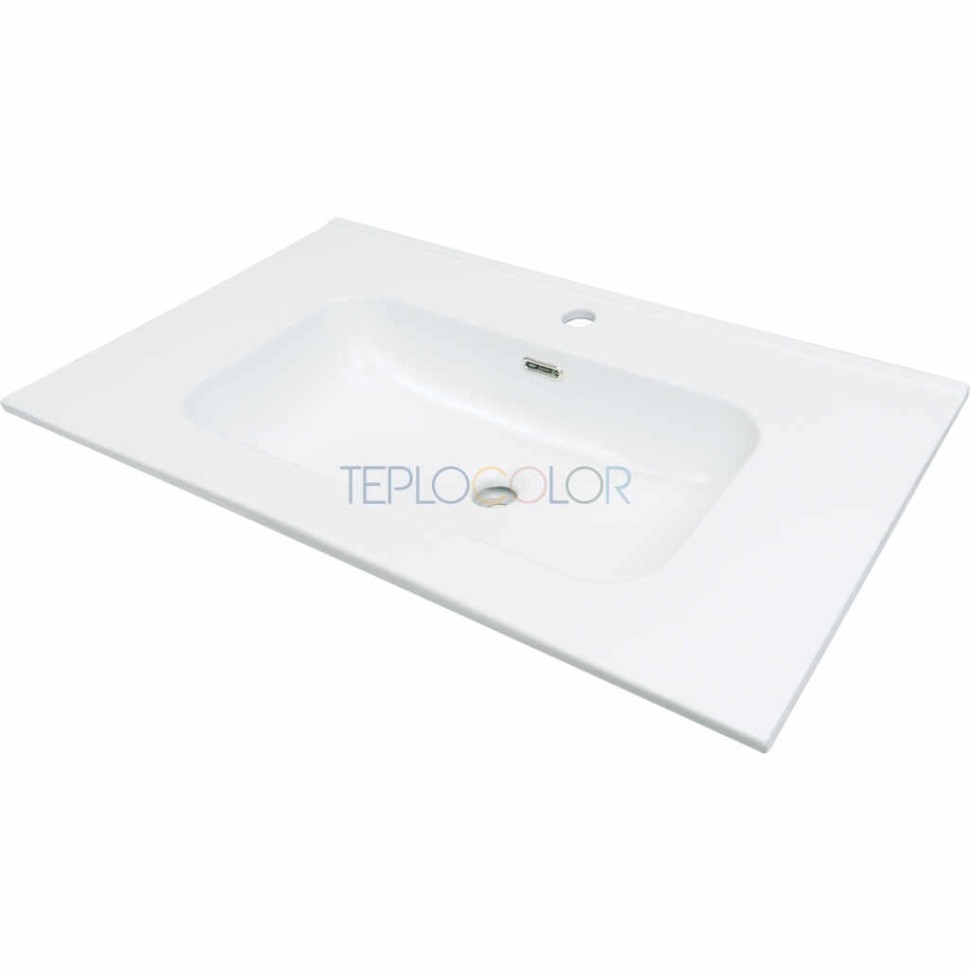 Керамическая раковина, впускаемая, с бортиком для смесителя - 80 cm