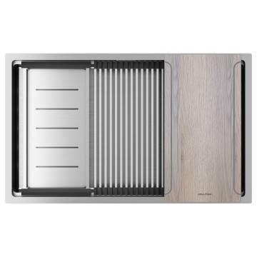 Мойка нерж. сталь NEXT-MULTI SINK 74-L UNI, PM787445-L-BS, брашированная сталь, 740х450мм, Paulmark