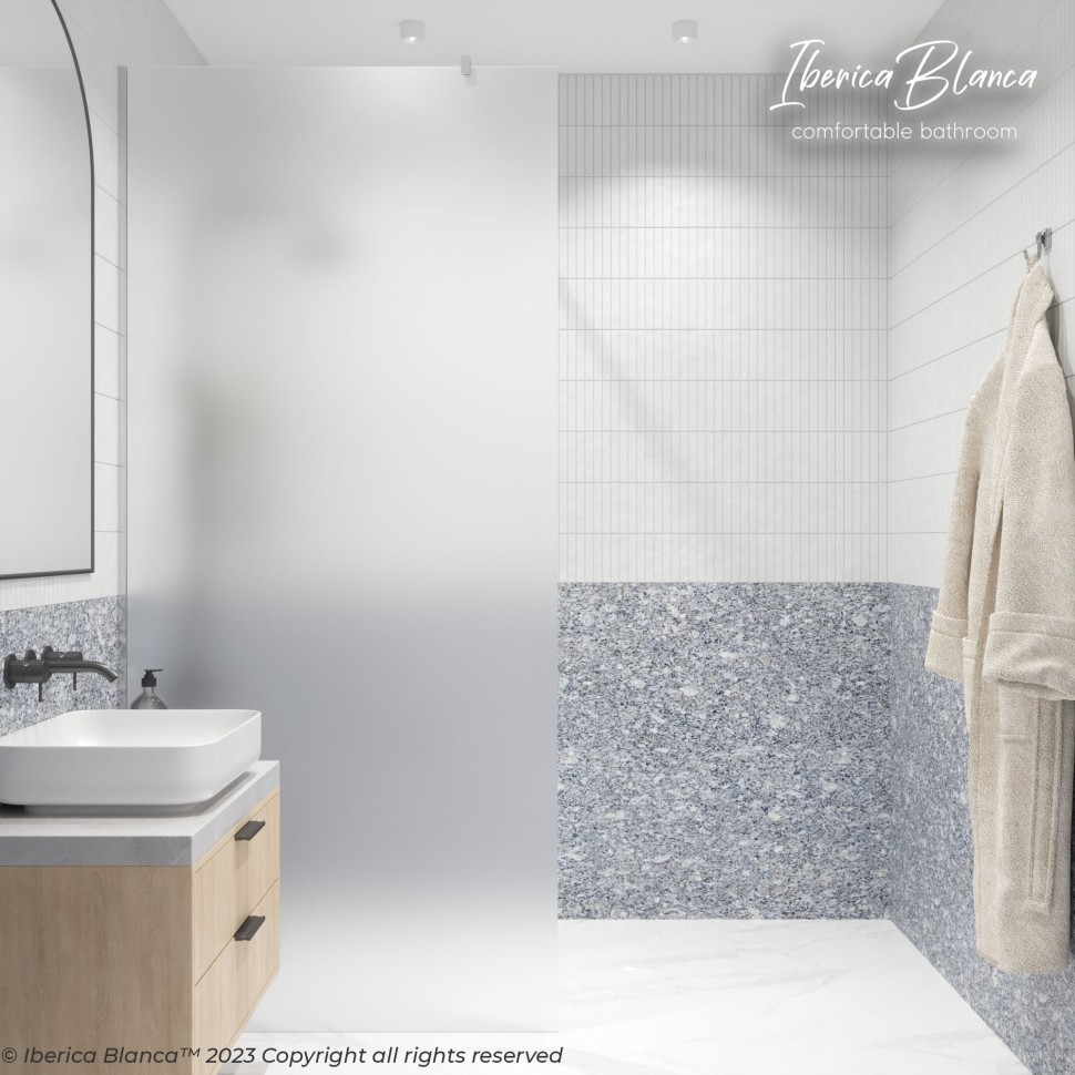 Душевая перегородка IBERICA BLANCA Mod.602 Walk In матовое стекло/хром 100х200см (IB602.MC.200.100)