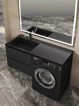 Раковина над стиральной машиной Uperwood Cosmos Quartz 120 см, левая, крыло справа, уголь