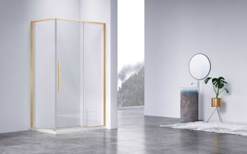 Душевой уголок Слим-Н (Slim-N) VSR-4SN9014CLG, 1400*900, брашированное золото, стекло прозрачное