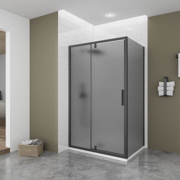 Душевой угол Veconi Ottimo P20SP B, 1200х900х1900 черный матовый, стекло тонированное матовое