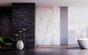 Душевая перегородка Veconi Korato KR-81G, 700x2000, брашированное золото, стекло прозрачное KR81G-70-01-C8