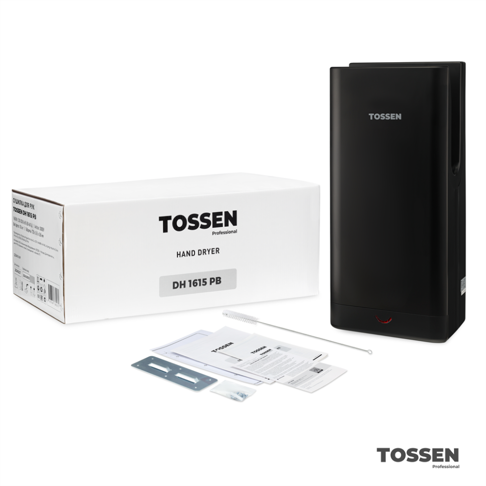TOSSEN DH 1615 PB - погружная сушилка для рук (коллекция «Матовый чёрный»)
