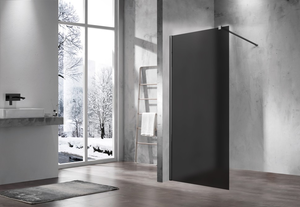 Душевая перегородка Волк-Ин (Walk-In) VSW-1H900GFGM, 900*2000, вороненая сталь, стекло матовое тонированное