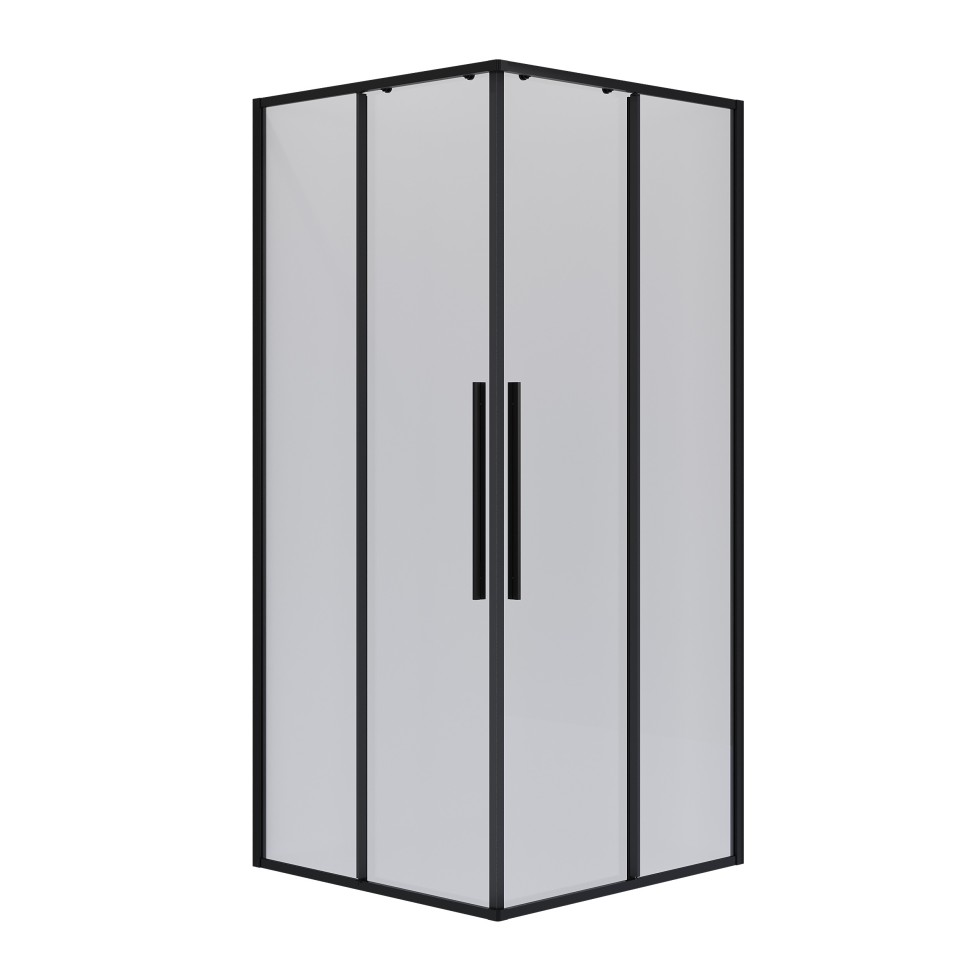 Душевое ограждение Niagara Nova NG-6823-34ВLACK (90х90х195) квадрат,черный матовый,двери раздвижные,стекло прозрачное,1 место