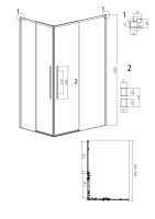 1/2 душевого ограждения Grossman Galaxy 1/2.K33.01.10L.10.02 (100*195) раздвижная(левая),хром, стекло шиншилла,1 место