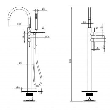 Смеситель ABBER Wasser Kreis 316 AF8115BG напольный для ванны, брашированное светлое золото