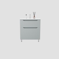 Тумба напольная STYLELINE "Марелла 70" (2 ящ.) Люкс антискрейтч серый, PLUS с раковиной Марелла Люкс 700х400
