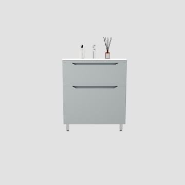Тумба напольная STYLELINE "Марелла 70" (2 ящ.) Люкс антискрейтч серый, PLUS с раковиной Марелла Люкс 700х400