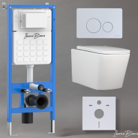 Комплект 3в1 IBERICA BLANCA инсталляция SILENCIO, унитаз TOLEDO ALTO белый, кнопка смыва INOX-O белый матовый (IB001.TLA.234.811)