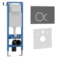 Комплект 2в1 IBERICA BLANCA инсталляция SILENCIO MINI, кнопка смыва ESTI-O серый матовый (IB.001M.827)