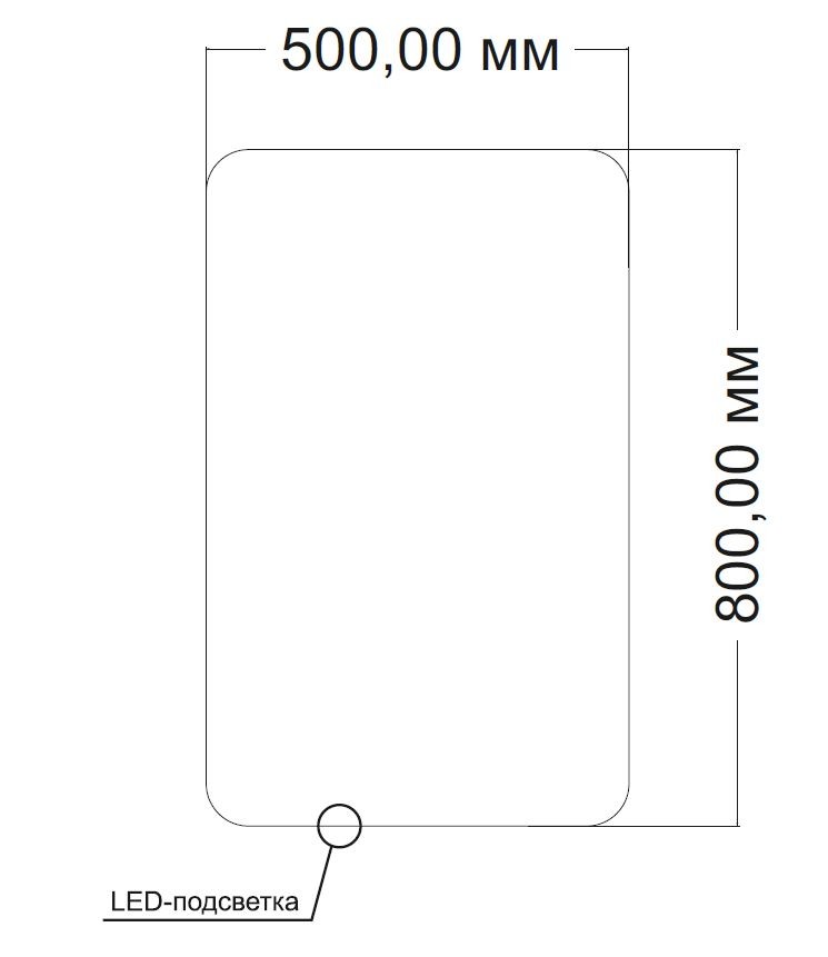 Зеркало LED VLM-3BE5008 500х800 c сенсорным выключателем и диммером