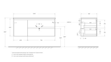 База под раковину подвесная BelBagno KRAFT-1200-2C-1A-SO-RNN-R Rovere Nebrasca Nature
