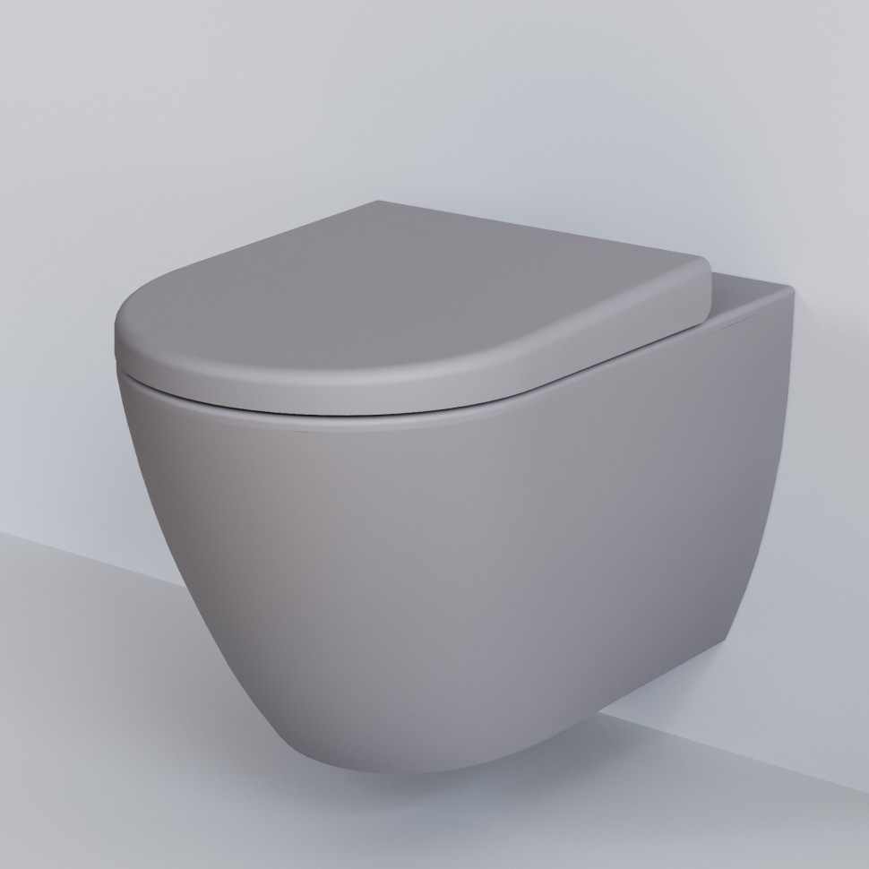 Унитаз Queen 113T20301R (570*360*400) СЕРЫЙ МАТОВЫЙ подвесной БЕЗОБОДКОВЫЙ, 1 место