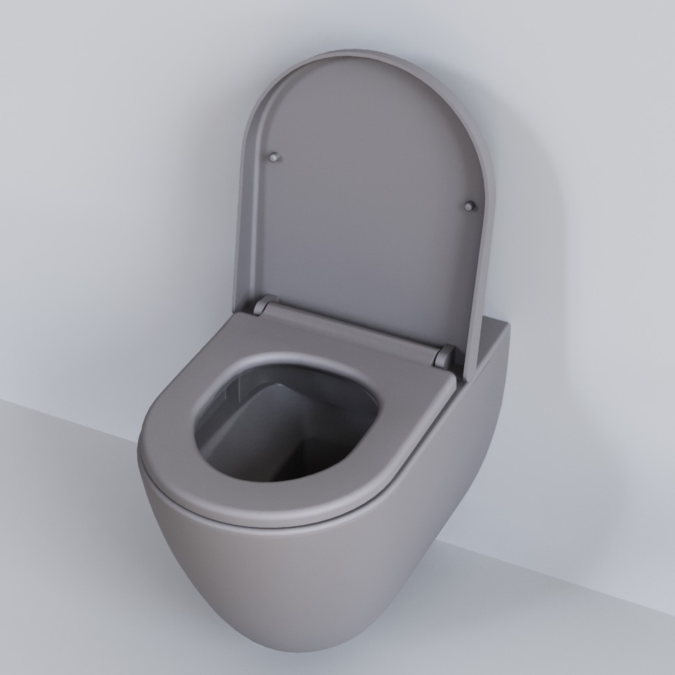 Унитаз Queen 113T20301R (570*360*400) СЕРЫЙ МАТОВЫЙ подвесной БЕЗОБОДКОВЫЙ, 1 место