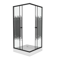 Душевой уголок Niagara Eco NG-008-14Q BLACK (80х80х195) низкий поддон(13см),черный,стекло мозаика,2 места