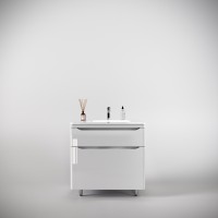 Тумба напольная STYLELINE "Марелла 80" (2 ящ.) Люкс антискрейтч белый глянец, PLUS с раковиной Марелла Люкс 800х400