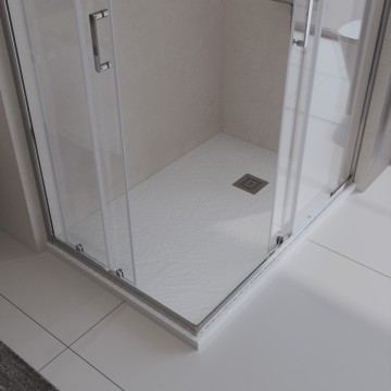 Душевой поддон из искусственного мрамора в комплекте с сифоном BelBagno UNO TRAY-MR-UNO-AH-120/90-35-W-CR