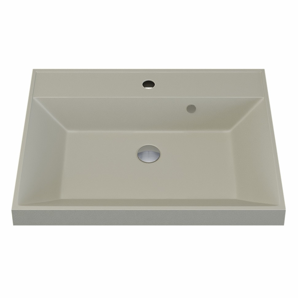 Раковина для ванной 60 см, Uperwood Classic Quartz, кварцевая, бежевая матовая, лён