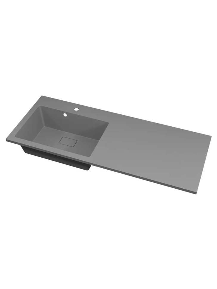 Раковина над стиральной машиной Uperwood Cosmos Quartz 120 см, левая, крыло справа, серый шелк